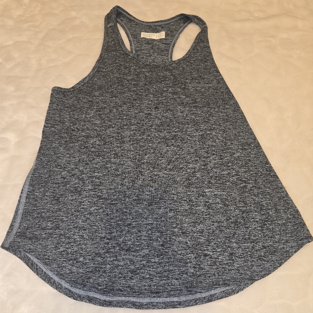 Outdoor Voices Heathered Gray/Blue Racerback with top pocket